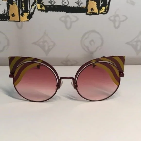 ? - New Authentic Fendi FF 0215/s 00l9- X4 Burgundy Cat Eye  display picture 1